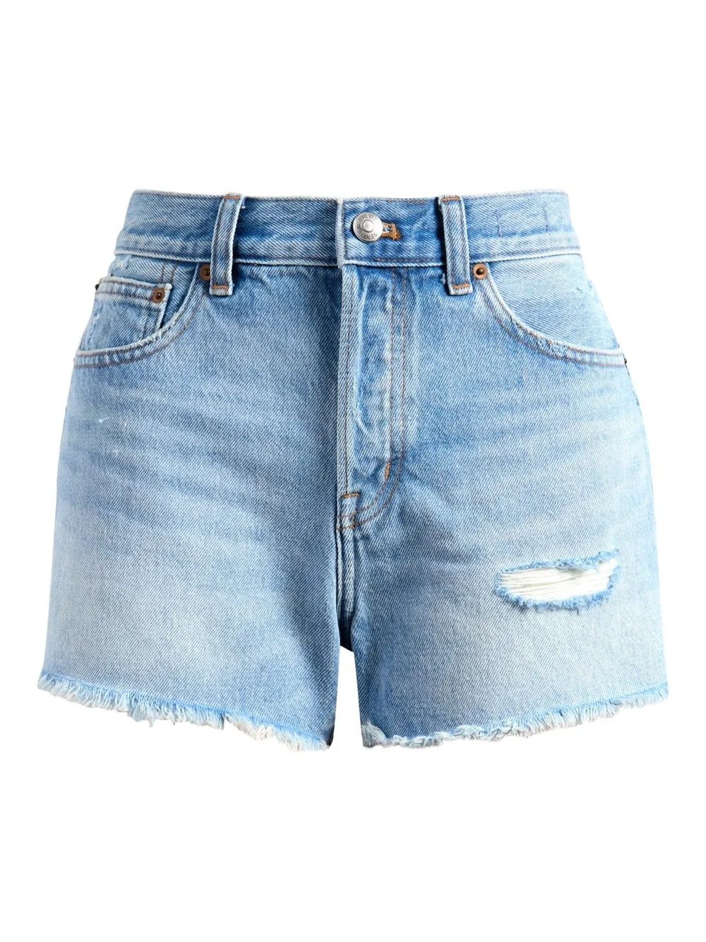 Madewell Light Blue High-Rise Brynn Long Denim Cutoff Shorts